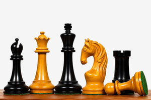 1963-66 Piatigorsky Cup Chess Pieces Ebony & Antiqued Boxwood 4.2"- King