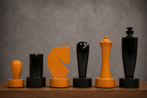 Berliner Minimalist Chess Pieces Black & Yellow Painted Wood 3.7"- King