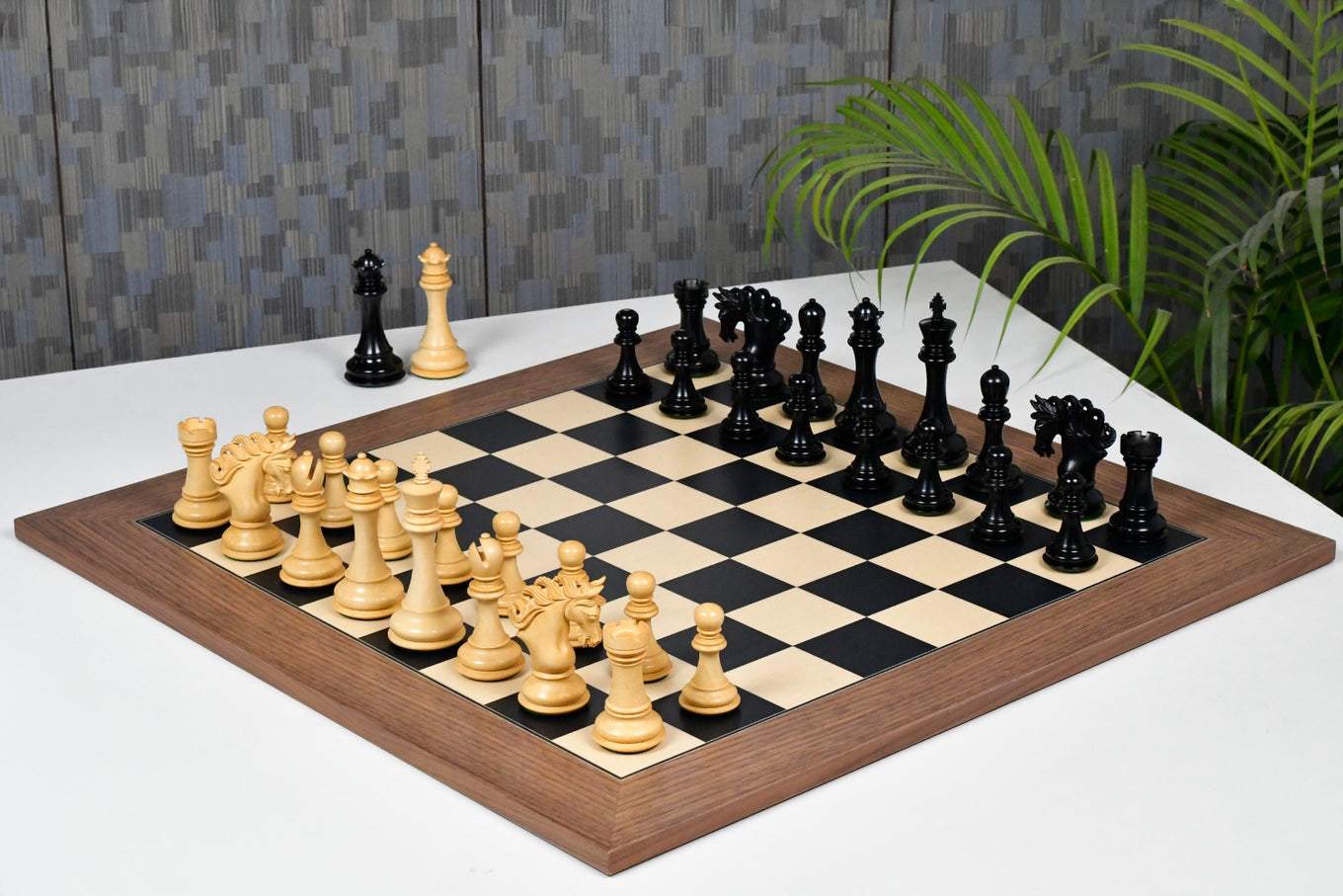 Combo of The Pegasus Series Artisan Staunton Chess Pieces ver 2.0 in Ebony / Boxwood - 4.6" King with Wooden Chess Board 24"