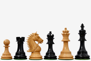 The CB Bridle Series Luxury Triple Weighted Chess Pieces in Ebony Wood / Boxwood - 4.2" King