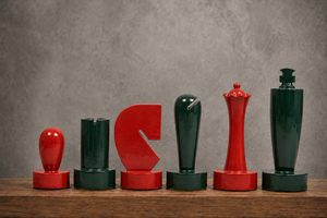 Berliner Minimalist Chess Pieces in Red & Green Painted Wood 3.7"- King