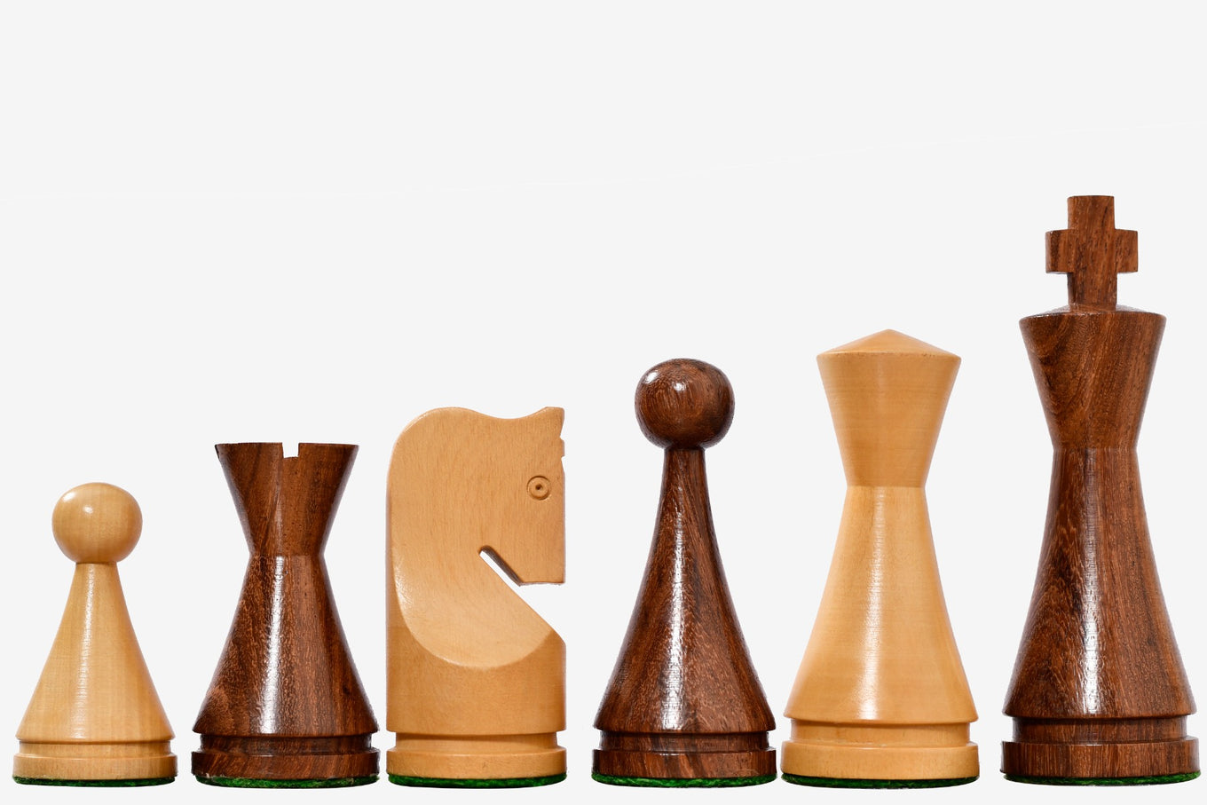 19th Century Classic Series Weighted Cone Shaped Chess Pieces in Sheesham & Boxwood - 4.09" King