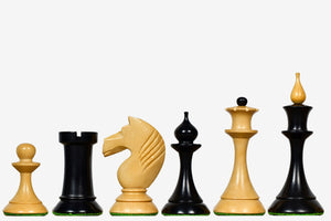 1950s Soviet Latvian Chess Pieces Ebonized & Natural Boxwood 4.1"- King