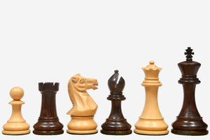 The Professional Series Tournament Staunton Weighted Chess Pieces in Indian Rosewood and Boxwood - 3.8" King