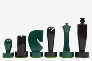 Berliner Series Modern Minimalist Chess Pieces in Green and Black Painted Box Wood - 3.7" King