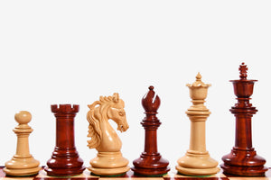 French Warrior Luxury Chess Pieces in Bud Rosewood & Boxwood (4.4" King) | CHESSBAZAAR
