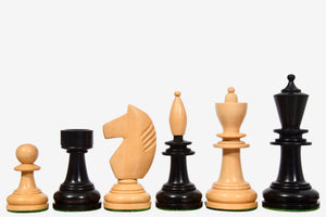 Repro Hungarian Chess Pieces Ebonized & Natural Boxwood 3.9"- King