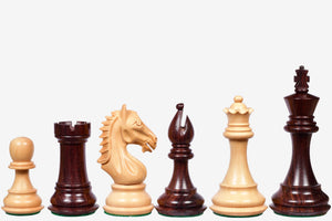 Derby Knight Staunton Weighted Chess Pieces in Rosewood & Boxwood - 4.1" King