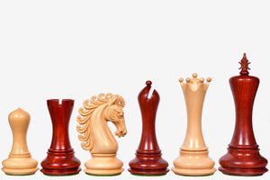 The Empire II Luxury Series Staunton Chess Pieces in Bud Rosewood / Boxwood - 4.4" King