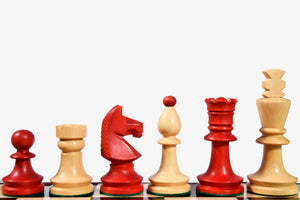 Romanian Hungarian Tournament Chess Set Stained Crimson Boxwood 3.8"- King