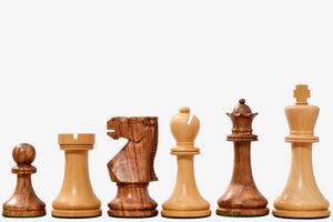 Old Vintage English Staunton Series Chess Pieces in Sheesham & Boxwood - 3.8" King