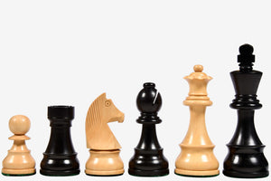 Tournament Series Championship Chess Pieces with German Knight in Ebonized Boxwood & Natural Boxwood - 3.75" King