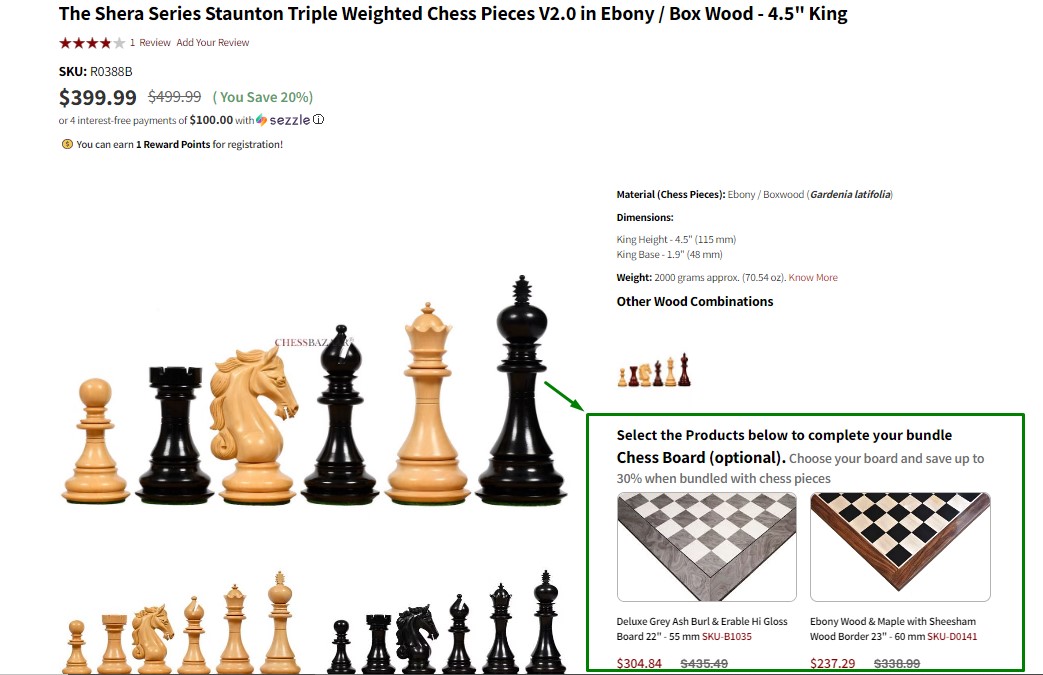 WE Games English Staunton Wood Chess Pieces, Treasure Box, Weighted, 3.5 in  King