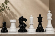 Chess Pieces Black & White Painted Wood 3.6" - Slightly Imperfect