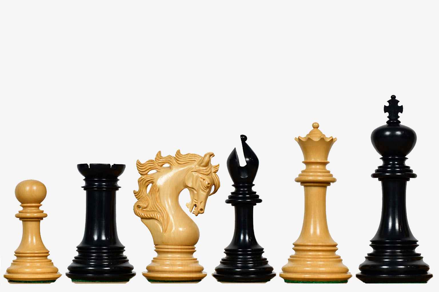 Viking Triple Weighted Luxury Chess Pieces Handcrafted Ebony wood & Boxwood - 4.4"- King