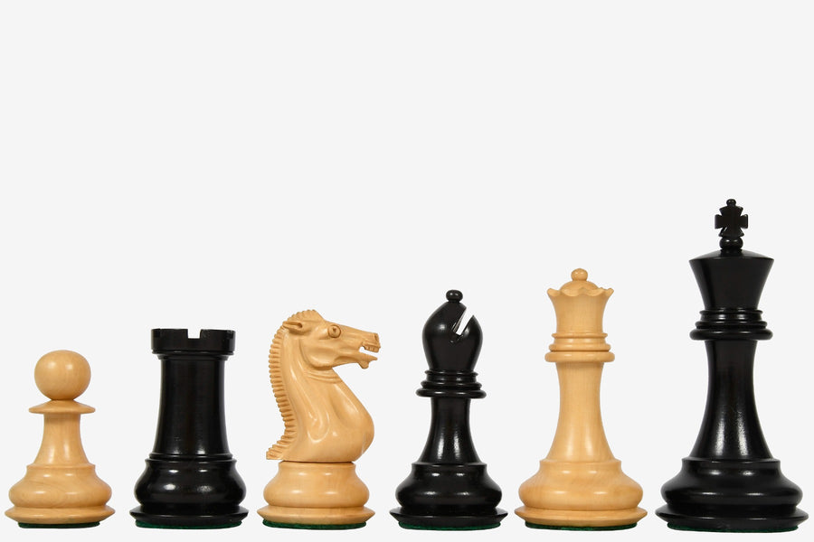 Modern Staunton Chess Pieces in Genuine Ebony & Boxwood 3.75" - King