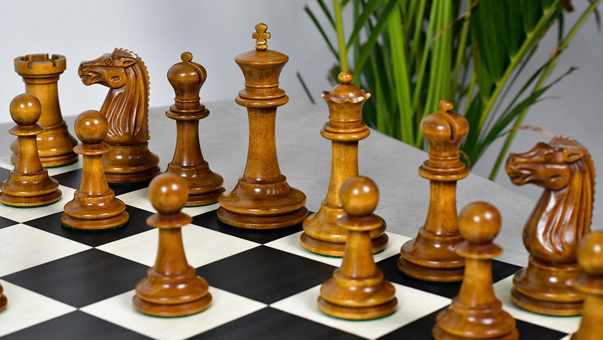 Circa 1887 Turner-Teich Staunton Weighted Pieces Ebony Antiqued 4
