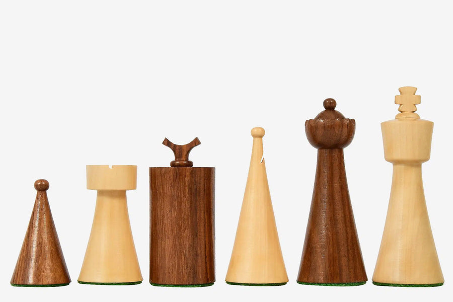 1940s Art Deco Weighted Chess Pieces in Sheesham & Boxwood 3.8" - King