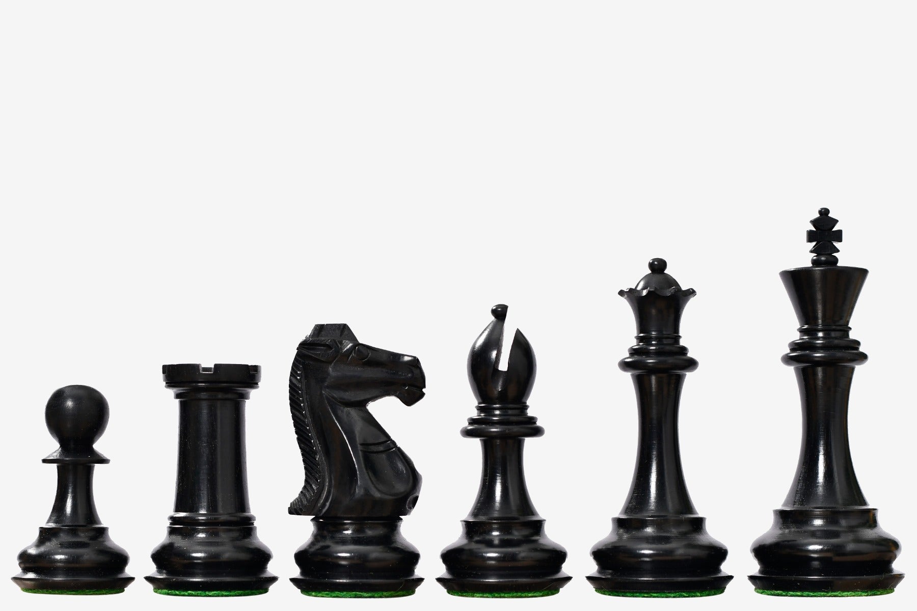 The Old Romeo Staunton Series Weighted Chess Pieces in Ebony & Box Wood - 3.8" King