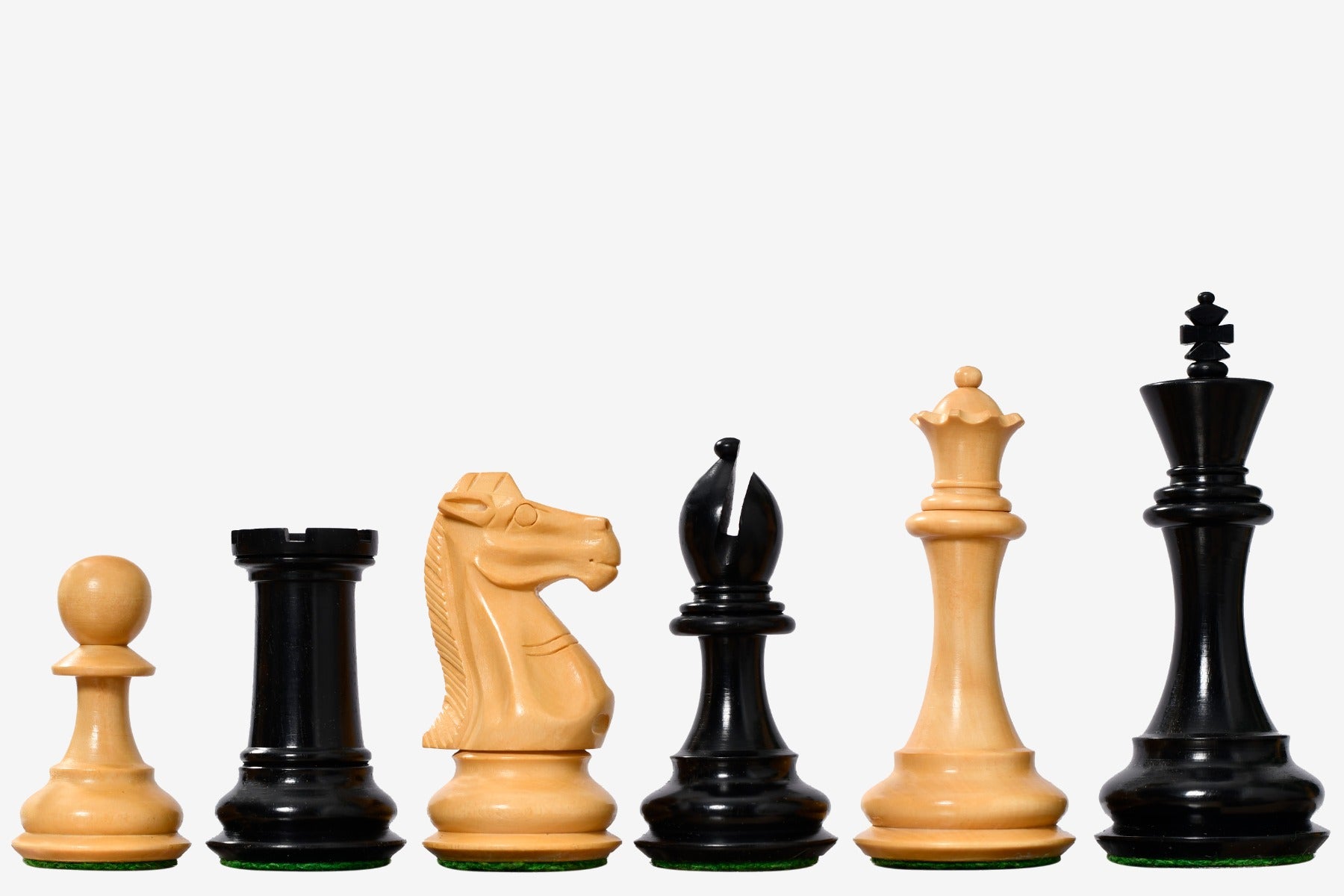 The Old Romeo Staunton Series Weighted Chess Pieces in Ebony & Box Wood - 3.8" King