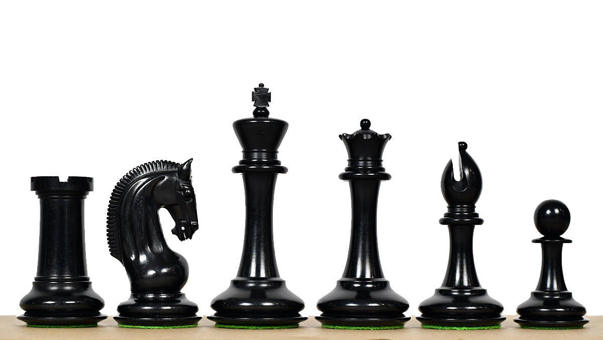 The CB Red Rum Luxury Staunton Series Chess Pieces in Ebony / Boxwood - 4.4" King