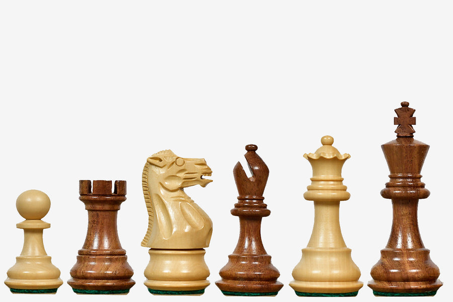 The Stallion Weighted Staunton Chess Set in  Sheesham Wood & Boxwood - 3.0" King