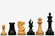 Reproduced 1849 Original Staunton Pattern Wooden Heavy Chess Pieces in Ebony / Boxwood with King Side Stamping - 3.75" King