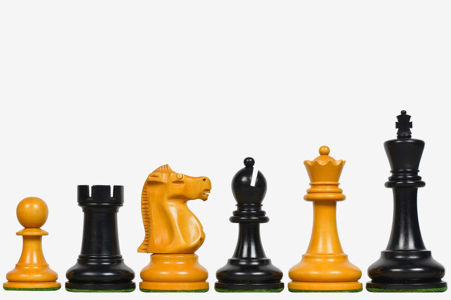 1972 Fischer Spassky Chess Pieces Ebonized & Antique Boxwood 3.78"- King