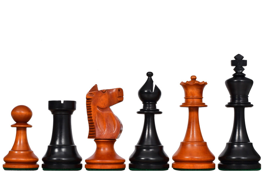 1973 Philippines International Tournament Chess Pieces in Antiqued Wood & Ebonized Boxwood -4.2" King