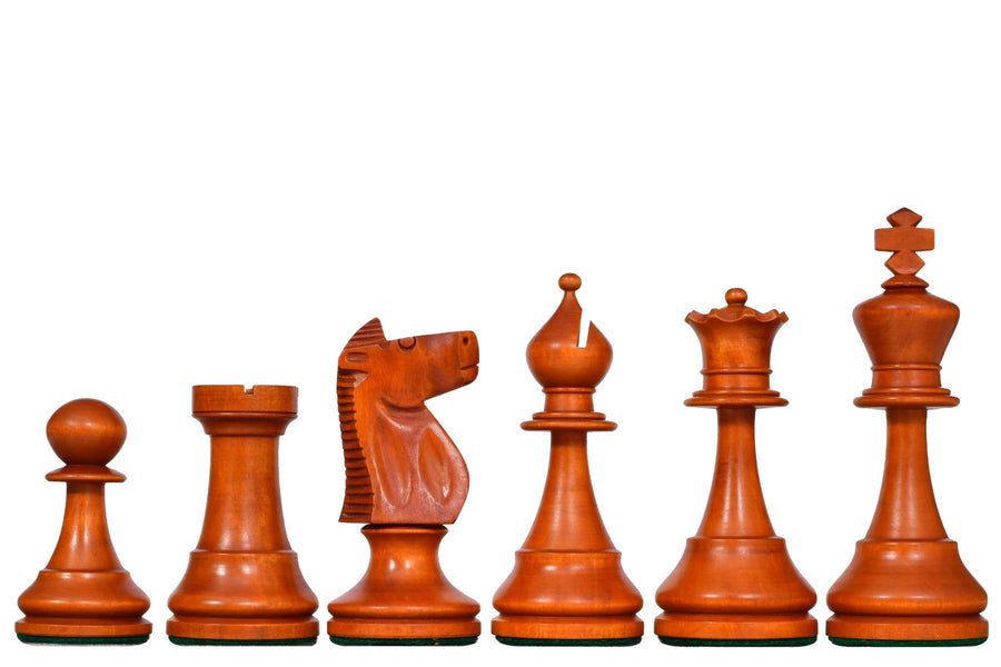 1973 Philippines International Tournament Chess Pieces in Antiqued Wood & Ebonized Boxwood -4.2" King
