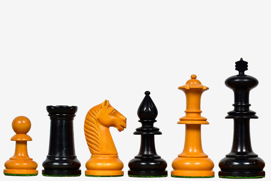 19th Century Austrian Chess Pieces Ebonized & Golden Antiqued Wood 4.27" - King