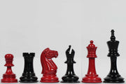Imperfect Soviet Club Chess Pieces in Black Painted & Red Painted Wood - 4.3" King