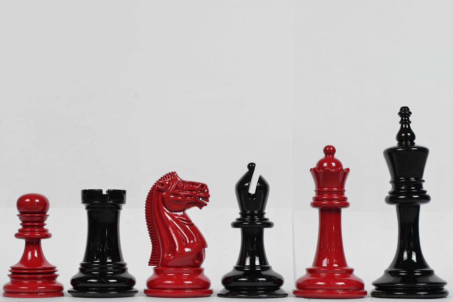 Imperfect Soviet Club Chess Pieces in Black Painted & Red Painted Wood - 4.3" King