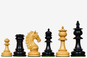 Artisan Knight Handcrafted Luxury Wooden Chess Pieces In Ebony Wood & Natural Boxwood - 4.4" King