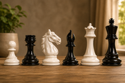 Imperfect Alban Series Chess Pieces in Black Painted & White Painted Wood - 3.8" King