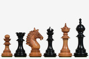 Sikh Empire Series Triple Weighted Wooden Handmade Chess Pieces in Genuine Ebony Wood and Antiqued Wood - 4.5" King with Extra Queens