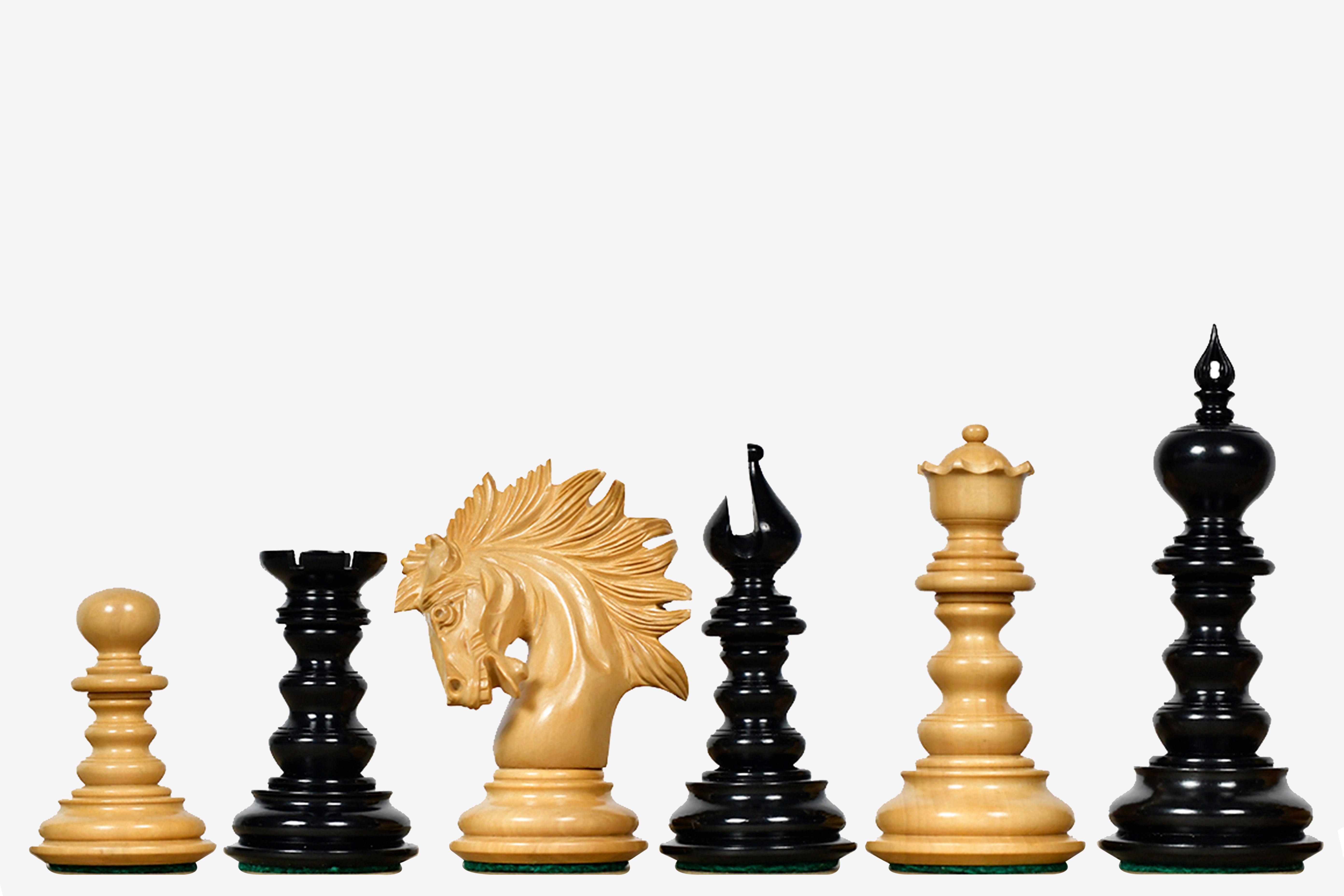 The St. Petersburg Luxury Artisan Series Chess Pieces in Ebony / Boxwood - 4.3" King with Storage Box