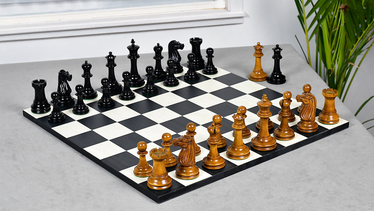 Circa 1887 Turner-Teich Staunton Weighted Pieces Ebony Antiqued 4
