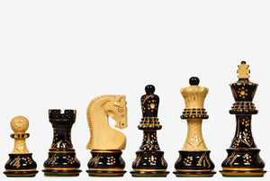 1959 Russian Zagreb Chess Pieces in Burnt & Natural Boxwood 3.89" | CHESSBAZAAR