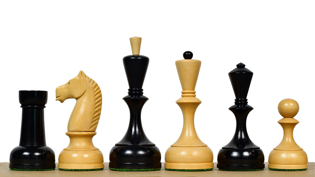 1950s' Botvinnik Tournament Soviet Era Chess Pieces in 4.4" King Ebonized Boxwood