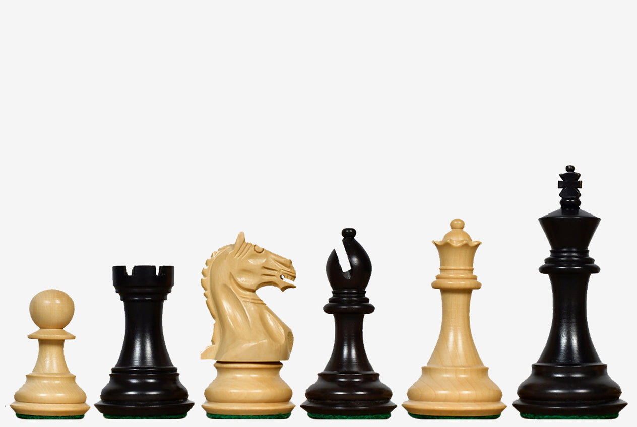 The Fierce Knight Staunton Wooden Chess Pieces in Indian Ebonized Wood & Boxwood - 3.5" King