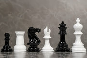 Staunton Chess Pieces Black & White Painted Wood 4.4" - Slightly Imperfect