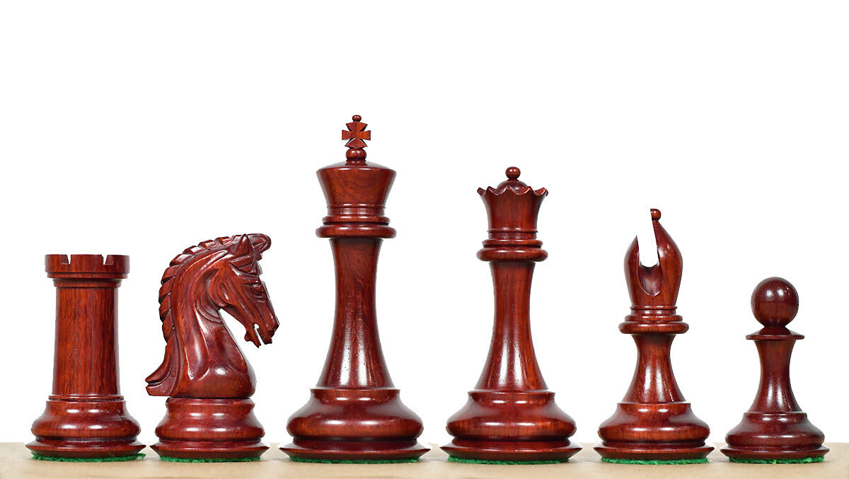 4.4" Luxury Imperial Triple Weighted Chess Pieces in Bud Rosewood & Boxwood