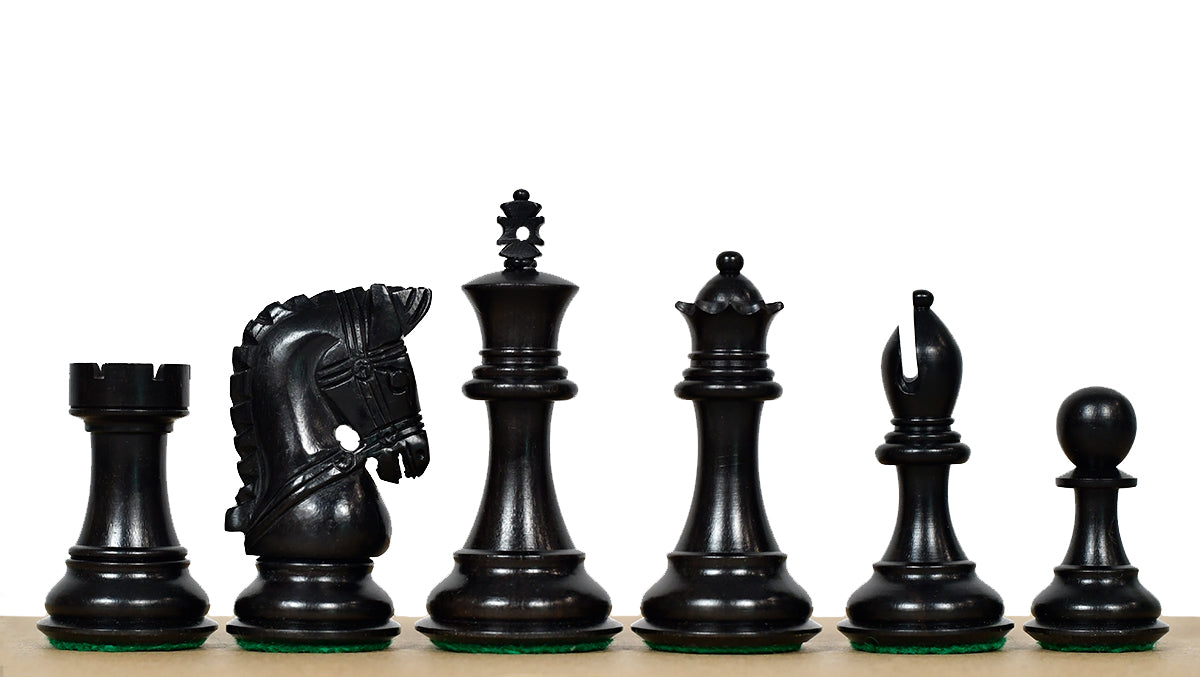 Bridle Series Wooden Chess Pieces in Ebony wood & Boxwood 3.58"- King