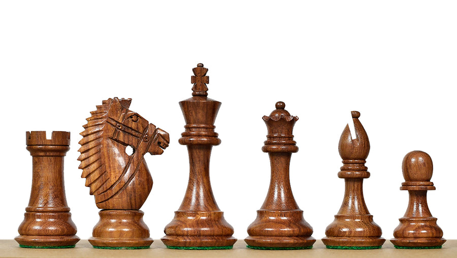Bridle Knight Series Chess Pieces in Sheesham & Boxwood 4.0" King
