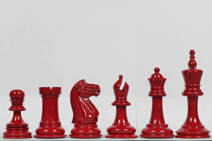 Imperfect Soviet Club Chess Pieces in Black Painted & Red Painted Wood - 4.3" King
