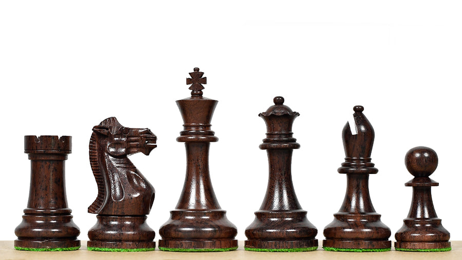Prestige Staunton Series Weighted Chess Pieces in Anjan Wood & Box Wood - 4.0" King