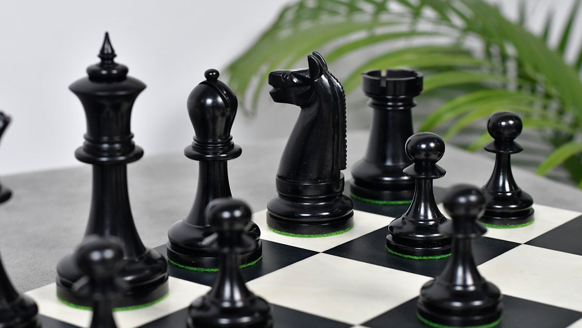 1904 American Chess Co. Repro Tournament Set Ebony & Boxwood 3.8"- King