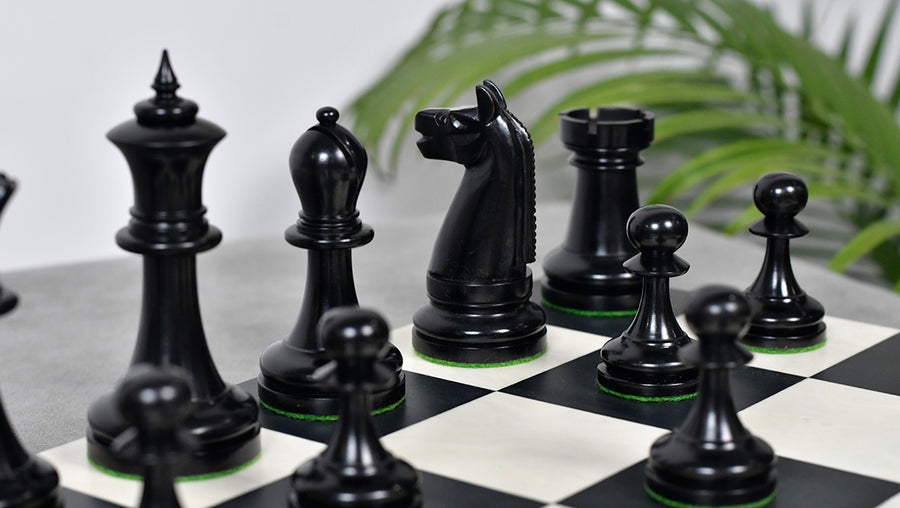 1904 American Chess Co. Repro Tournament Set Ebony & Boxwood 3.8"- King