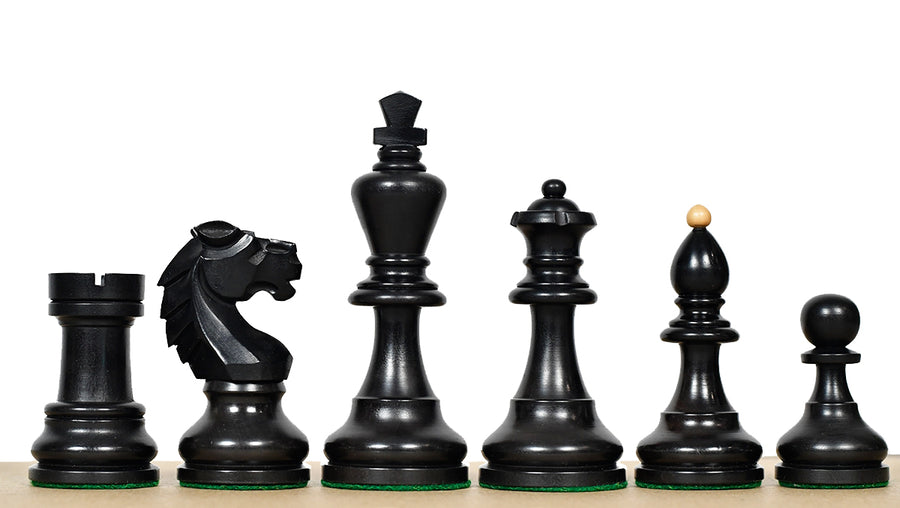 1950s Bohemia German Chess Pieces Ebonized & Natural Boxwood 3.89"- King